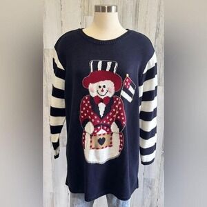 Vintage‎ Christmas Snowman Sweater Size 1X Kitschy whimsical Americana